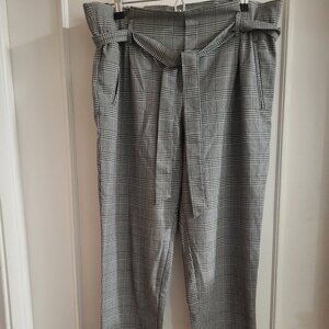 Zara TRF Plaid High-Waisted Paper Bag Waist Pants - Size Medium